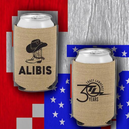 Tracy Lawrence Burlap Alibis Can Coolers