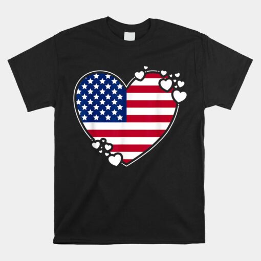 American Flag Heart 4th Of July Heart Usa Flag Heart Shirt