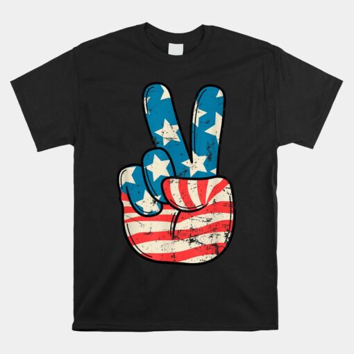 American Flag Peace Sign Hand Shirt