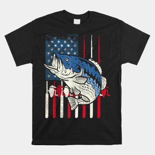 Bass Fish Us American Flag Patriotic Fishing Fisherman Shirt