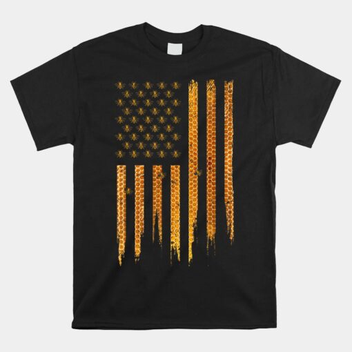 Beekeeping American Flag Honeycomb Honey Bees Shirt