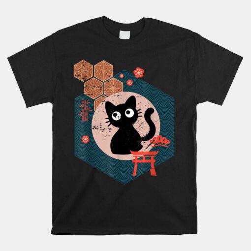 Black Cat Japanese Kitten Anime Tokyo Otaku Lifestyle Shirt