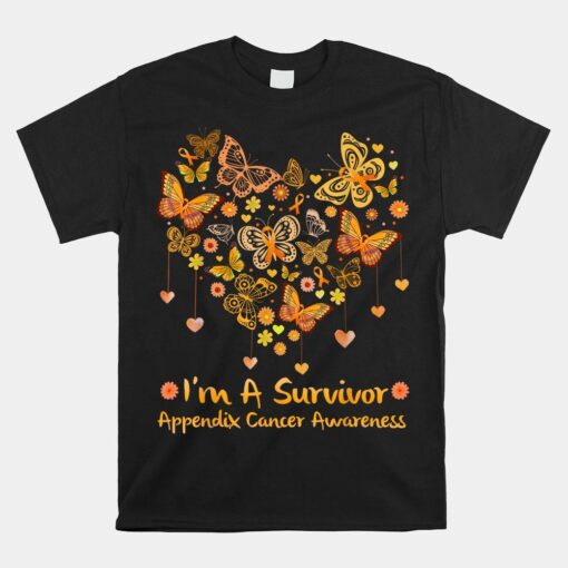 Butterfly Heart I'm A Survivor Appendix Cancer Awareness Shirt