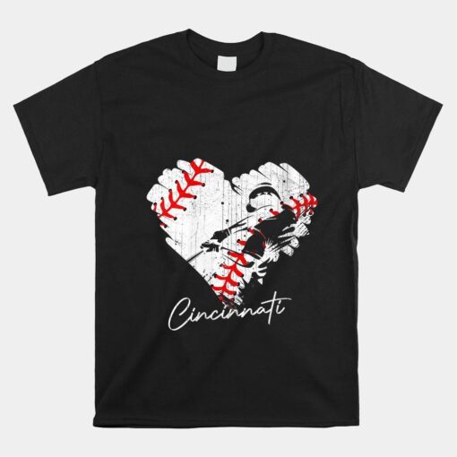 Cincinnati Baseball Heart Distressed Vintage Shirt