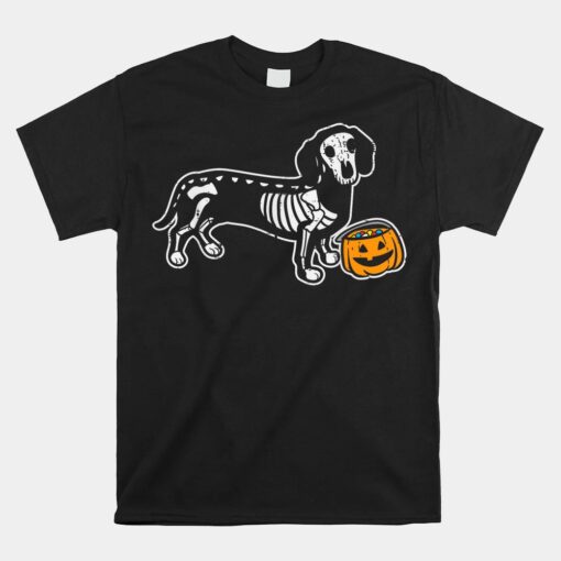 Dachshund Skeleton Jack O Lantern Wiener Dog Halloween Shirt