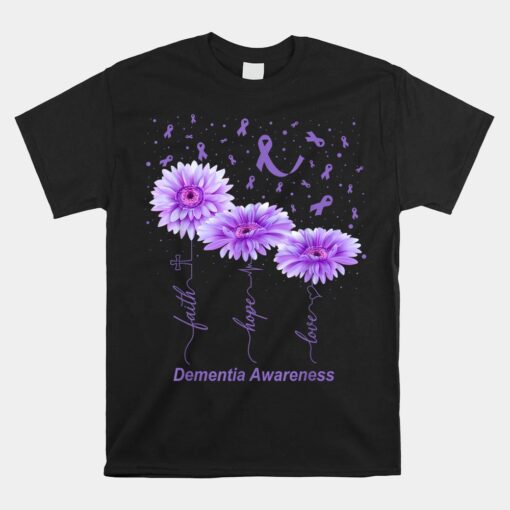 Faith Hope Love Purple Flower Ribbon Dementia Awareness Shirt