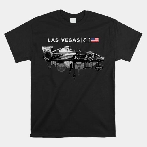 Formula Racing Open Wheel Car Las Vegas Circuit Usa Flag Shirt