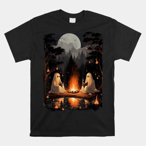 Ghost Book Reading Camping Gothic Halloween Shirt