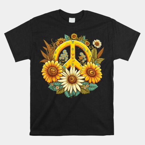 Hippie Daisy Peace Sign Retro Flower Sunflower Shirt