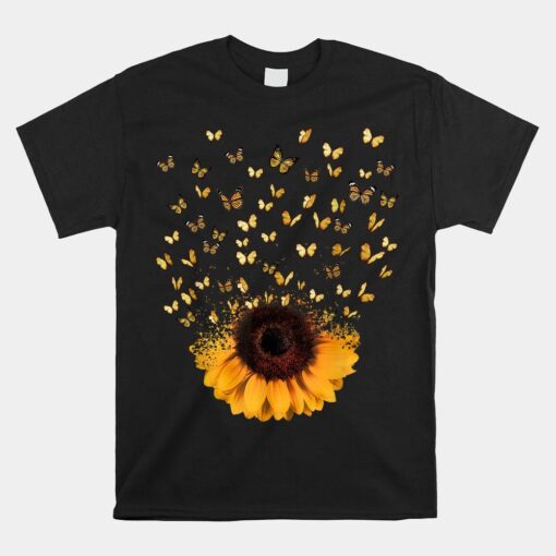 Hippie Girl And Butterflies Sunflower Shirt