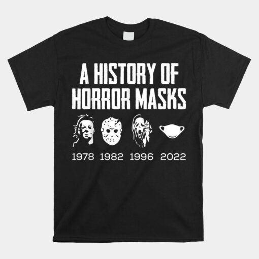 History Of Horror Masks Lazy Halloween Shirt