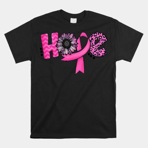 Hope Pink Ribbon Leopard Sunflower Breast Cancer Awareness Shirt