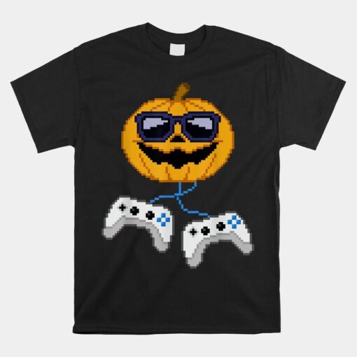 Jack O Lantern Pixelated Gaming Gamer Halloween Shirt