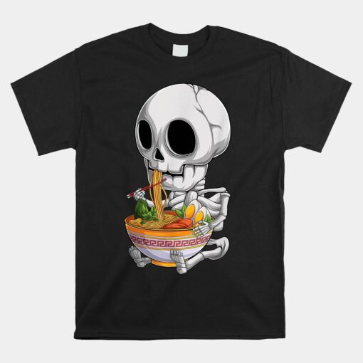 Kawaii Japanese Anime Skeleton Halloween Ramen Shirt