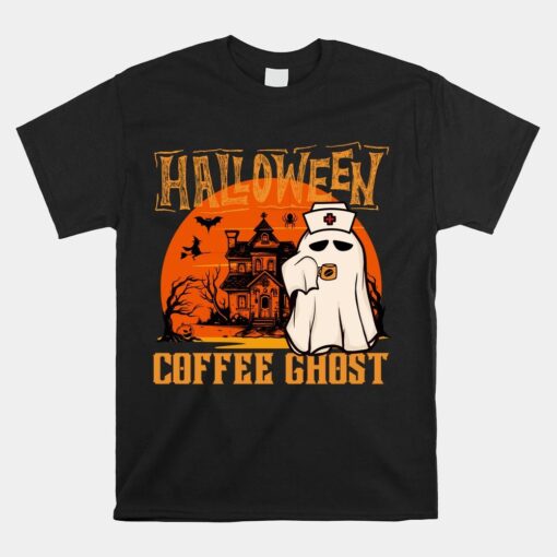 Latte Coffee Lover Registered Nurse Er Room Ghost Halloween Shirt