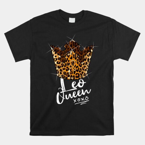 Leopard Leo Queen Zodiac Sign With Leopard Pattern Crown Shirt