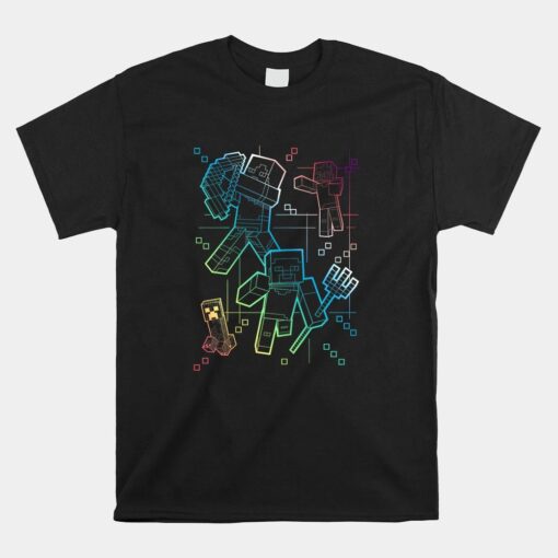 Minecraft Group Shot Rainbow Collage Shirt