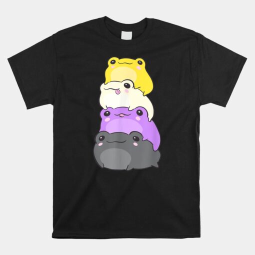 Nonbinary Flag Color Frogs Subtle Enby Pride Cute Aesthetic Shirt