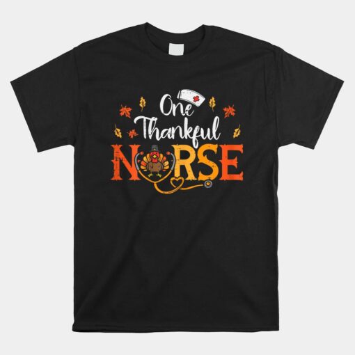 One Thankful Nurse Turkey Thanksgiving Scrub Top Fall Shirt