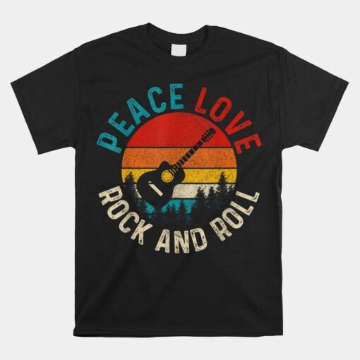 Peace Love And Rock And Roll Guitar Player Guitarist Shirt