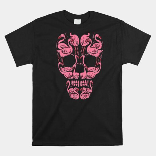 Pink Flamingo Skull Breast Cancer Awareness Halloween Shirt