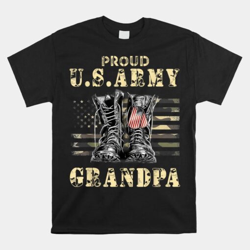 Proud Us Army Grandpa Patriot Us Flag Shirt