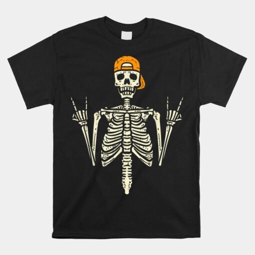 Rocker Skeleton Cap Skater Cool Halloween Punk Rock Shirt