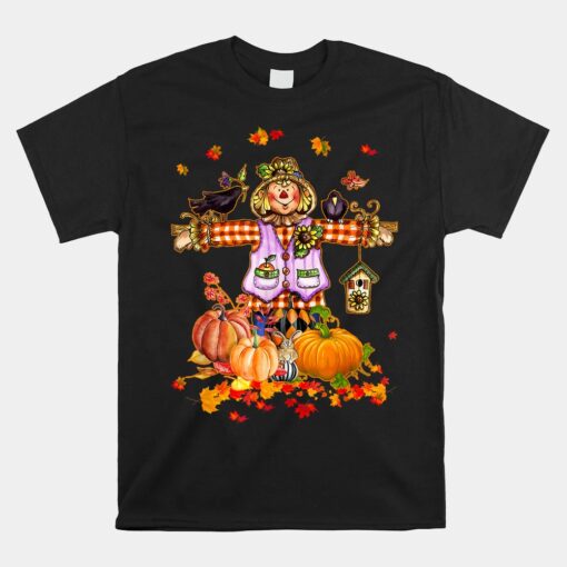 Scarecrow Autumn Hello Fall Pumpkin Thanksgiving Halloween Shirt