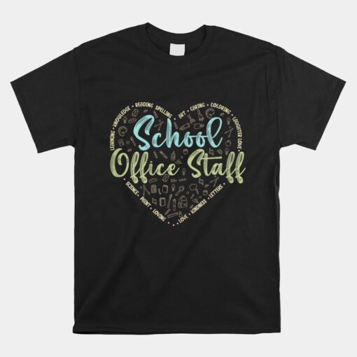 School Office Staff Heart Secretary Back To School Shirt