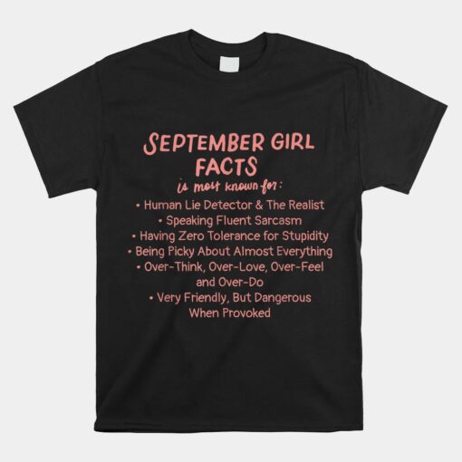 September Girl Facts Birthday Gifts Born In September Virgo Shirt