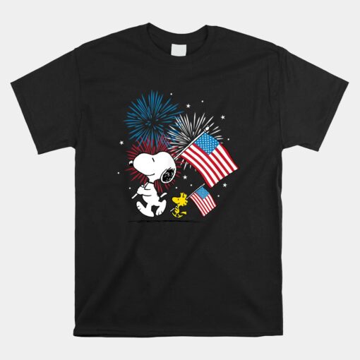 Snoopy And Woodstock American Flags Shirt