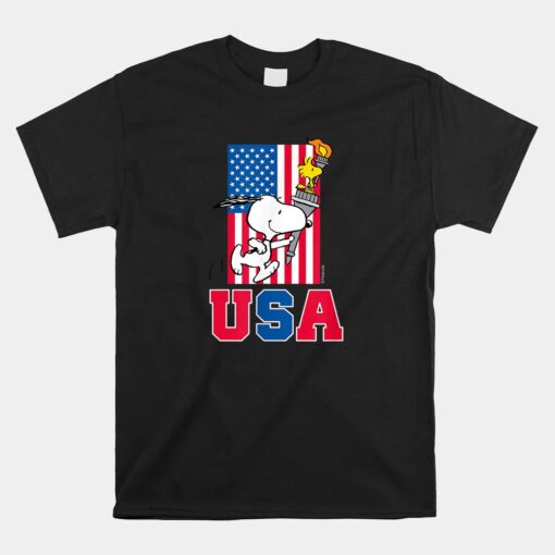 Snoopy And Woodstock Usa Torch Olympics Shirt