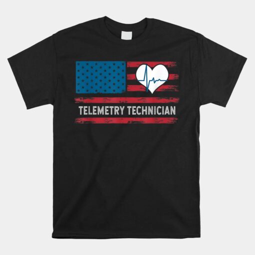 Telemetry Technician Electrocardiograph Tech Usa Flag Shirt