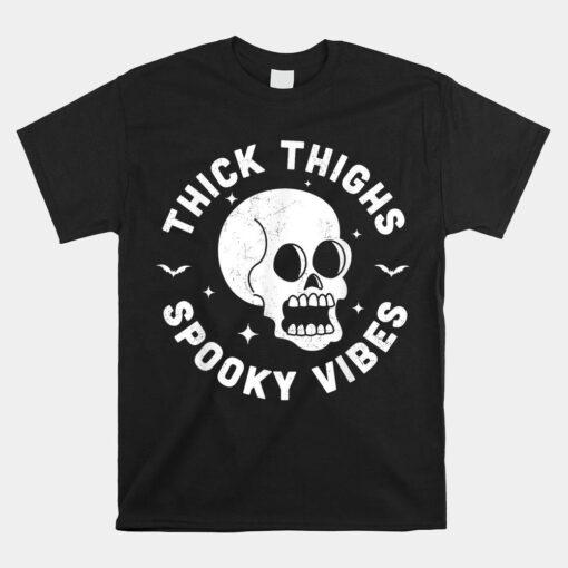 Thick Thighs Spooky Vibesskull Workout Gym  Halloween Shirt