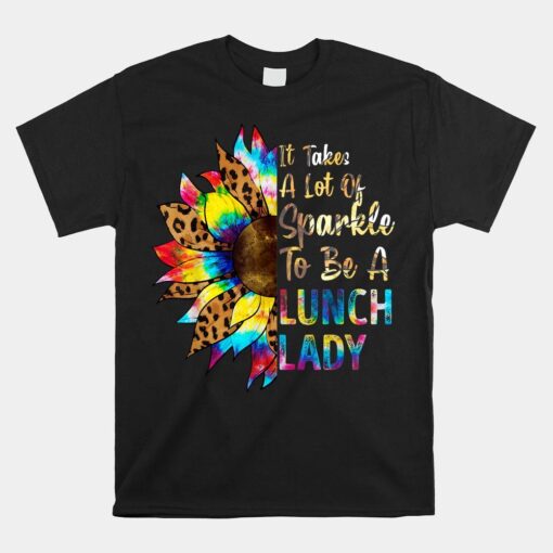 Tie Dye Lunch Lady Teacher Sunflower Leopard Shirt