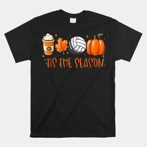 Tis The Season Pumpkin Leaf Latte Fall Volleyball Shirt