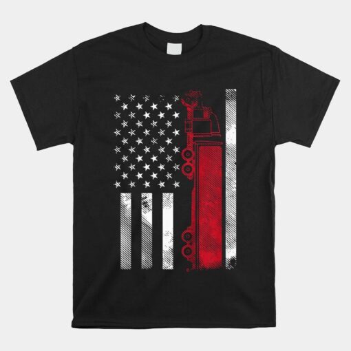 Us American Flag Semi Truck Driver 18 Wheeler Trucker Shirt