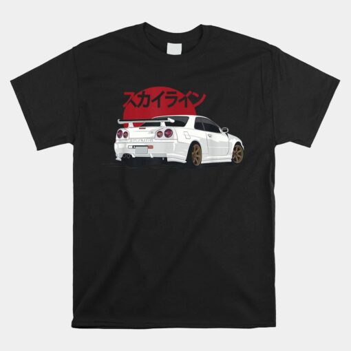 White Gt R 34 Jdm Skyline Shirt