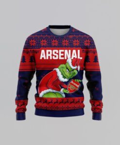 Personalized EPL Arsenal Grinch Ugly Sweater All Over Print For Fan