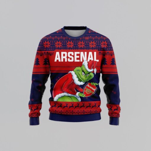 Personalized EPL Arsenal Grinch Ugly Sweater All Over Print For Fan