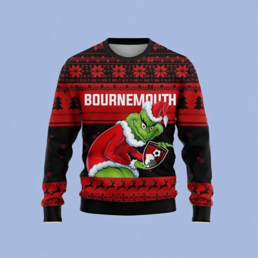 Personalized EPL Bournemouth Grinch Ugly Sweater All Over Print For Fan