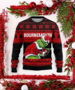 Personalized EPL Bournemouth Grinch Ugly Sweater All Over Print For Fan Front