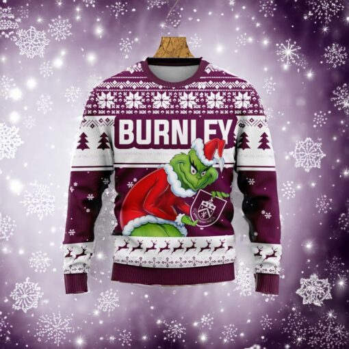 Personalized EPL Burnley Grinch Ugly Sweater All Over Print For Fan