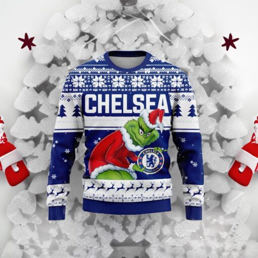 Personalized EPL Chelsea Grinch Ugly Sweater All Over Print For Fan