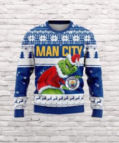 Personalized EPL Man City Grinch Ugly Sweater All Over Print For Fan