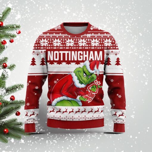 Personalized EPL Nottingham Grinch Ugly Sweater All Over Print For Fan