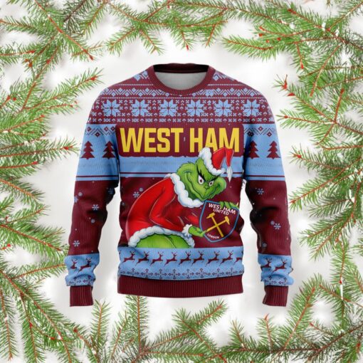 Personalized EPL West Ham Grinch Ugly Sweater All Over Print For Fan