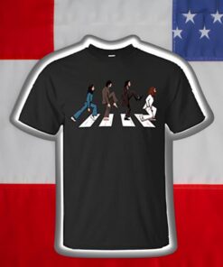 The beatles doing the ministry of silly walks on abbey road t-shirts