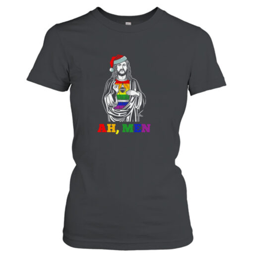 Ah Men Christmas Funny Lgbt Q Pride Jesus shirt T-Shirt Hoodie