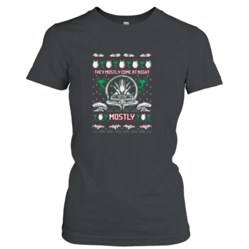 Aliens Ugly Christmas Sweater They Mostly Come At Night shirt T-Shirt Hoodie